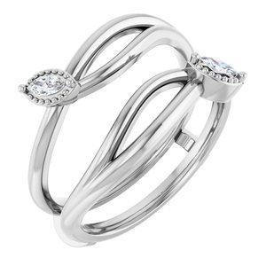 14K Witgoud 1/10 CTW Natuurlijke Diamant Bypass Ring Guard