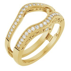 14K Geelgoud 1/4 CTW Natuurlijke Diamant Ring Guard