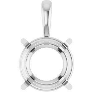 18K Witgoud 9.5 mm Rond 4-Prong Pre-Notched Hanger Montuur