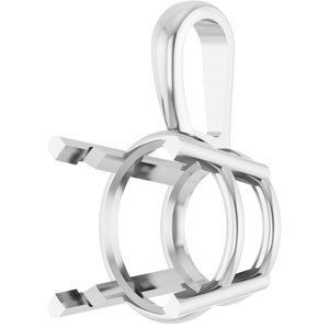 18K Witgoud 9.5 mm Rond 4-Prong Pre-Notched Hanger Montuur - Afbeelding 2