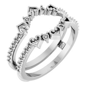 18K Witgoud met zijstenen Hart Ring Guard Montuur