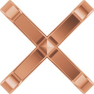 14K Roségoud 7 mm Rond 4-Prong Lage Zetkop met stift - Afbeelding 2