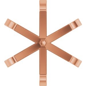 14K Roségoud 7.5 mm Rond 6-Prong Lage Zetkop met stift - Afbeelding 2