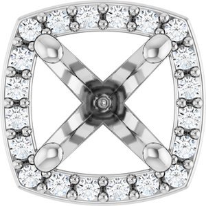 14K Witgoud 5.2 mm Rond .05 CTW Natuurlijke Diamant Semi-Gezet Zetkop met stift - Afbeelding 2