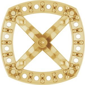 14K Geelgoud 6.5 mm Rond 4-Prong Cushion Frame Halo-stijl Zetkop met stift - Afbeelding 2