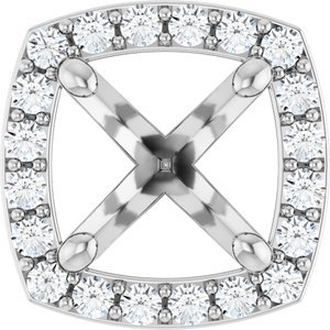 14K Witgoud 7.4 mm Rond 1/6 CTW Natuurlijke Diamant Semi-Gezet Zetkop met stift - Afbeelding 2