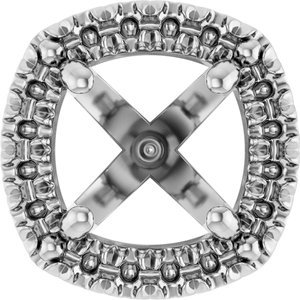 14K Witgoud 5.5 mm Rond 4-Prong French-Set Halo-stijl Zetkop met stift - Afbeelding 2