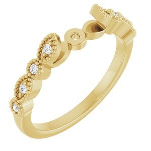 14K Geelgoud .07 CTW Natuurlijke Diamant Cathedral Scheen met stift gat
