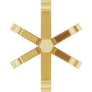14K Geelgoud 8x6 mm Ovaal 6-Prong Hoge Zetkop met stift - Afbeelding 2