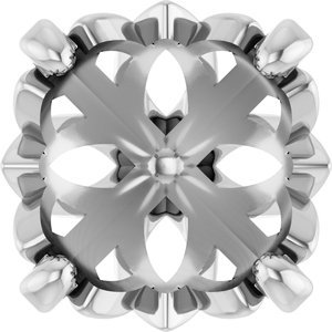 14K Witgoud 9 mm Rond 4-Prong Lage Zetkop met stift - Afbeelding 2