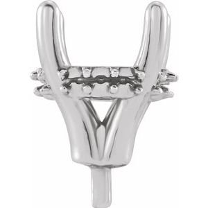 14K Witgoud 8.6 mm Rond 4-Prong Hidden Halo-stijl Zetkop met stift