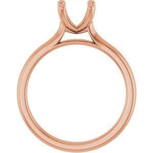 14K Roségoud 6 mm Cushion Verlovings Ring Montuur - Afbeelding 2