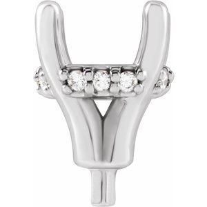 14K Witgoud 8.6 mm Rond 1/10 CTW Natuurlijke Diamant Semi-Gezet Zetkop met stift