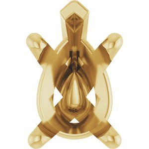 14K Geelgoud 10x7 mm Peer 5-Prong V-End Zetkop met stift - Afbeelding 2