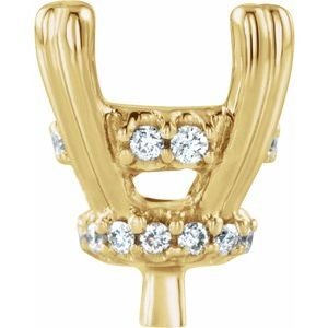 14K Geelgoud 5.5 mm Rond.06 CTW Natuurlijke Diamant Semi-Gezet Hidden Halo-stijl Zetkop met stift