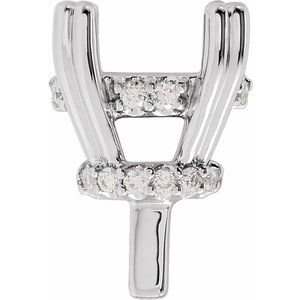 14K Witgoud 10x8 mm Ovaal 1/6 CTW Natuurlijke Diamant Semi-Gezet Hidden Halo Zetkop met stift