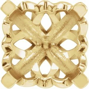14K Geelgoud 5.5 mm Cushion 4-Prong Lage Zetkop met stift