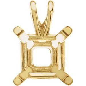 18K Geelgoud 4.5 mm Princess 4-Prong Lichtgewicht Hanger Montuur