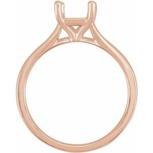 14K Roségoud 7x5 mm Emerald Solitair Verlovings Ring Montuur - Afbeelding 2