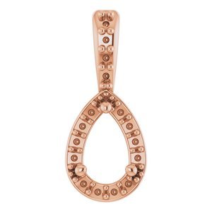 14K Roségoud 5x3 mm Peer Halo-stijl Hanger Montuur