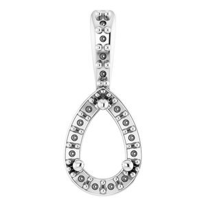 14K Witgoud 5x3 mm Peer Halo-stijl Hanger Montuur