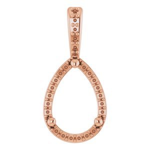 14K Roségoud 9x6 mm Peer Halo-stijl Hanger Montuur