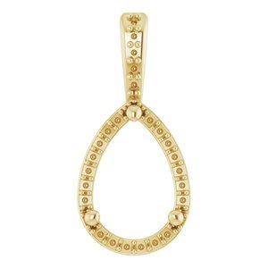14K Geelgoud 9x6 mm Peer Halo-stijl Hanger Montuur