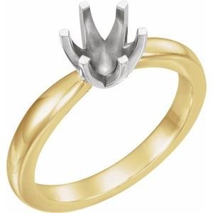 14K Geel/Witgoud 10.4 mm Rond Medium 6 Prong Solstice Solitair Ring Montuur