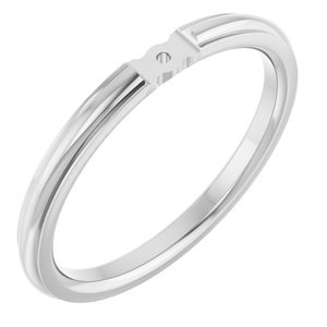 14K Witgoud 2 mm Half Rond Stepped-Edge Scheen met stift gat Size 7