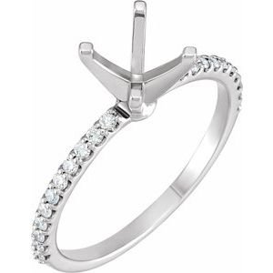 14K Witgoud 5.8 mm Rond 1/5 CTW Natuurlijke Diamant Semi-Gezet Verlovings Ring