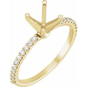 14K Geelgoud 5.2 mm Rond 1/5 CTW Natuurlijke Diamant Semi-Gezet Verlovings Ring