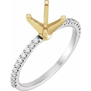 14K Wit/Geelgoud 6.5 mm Rond 1/5 CTW Natuurlijke Diamant Semi-Gezet Verlovings Ring