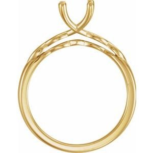 18K Geelgoud 7.4 mm Rond Solitair Verlovings Ring Montuur - Afbeelding 2