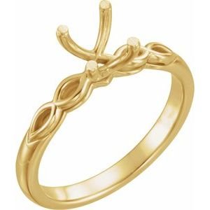 14K Geelgoud 7.4 mm Rond Solitair Verlovings Ring Montuur