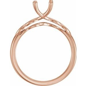 18K Roségoud 7.4 mm Rond Solitair Verlovings Ring Montuur - Afbeelding 2