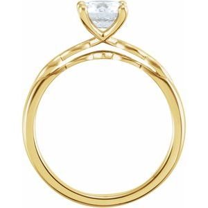 18K Geelgoud 7.4 mm Rond Solitair Verlovings Ring Montuur - Afbeelding 5