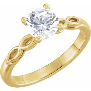 18K Geelgoud 5.8 mm Rond Solitair Verlovings Ring Montuur - Afbeelding 3