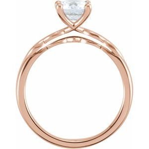 18K Roségoud 7.4 mm Rond Solitair Verlovings Ring Montuur - Afbeelding 5