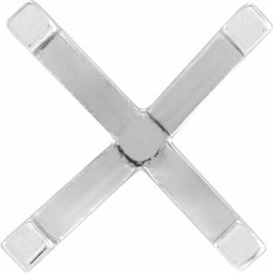 14K Witgoud 8x8 mm Asscher 4-Prong Zwaar Zetkop met stift - Afbeelding 2