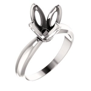 14K Wit 9.5-10 mm Rond 4-Prong Tulp-zetting Solitair Verlovings Ring Montuur