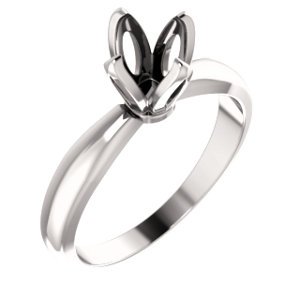 14K Wit 6.3-6.6 mm Rond 4-Prong Tulp-zetting Solitair Verlovings Ring Montuur