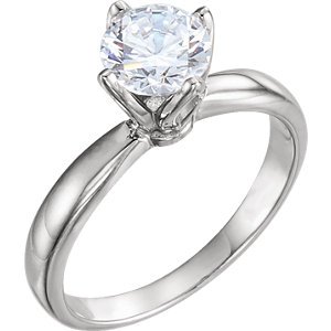 14K Wit 8.3-9 mm Rond 4-Prong Tulp-zetting Solitair Verlovings Ring Montuur - Afbeelding 2