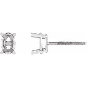 14K Witgoud 5x3 mm Ovaal 4-Prong Oorbelmontuur