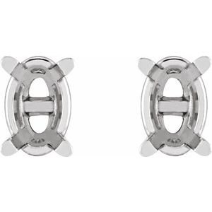 14K Witgoud 5x3 mm Ovaal 4-Prong Oorbelmontuur - Afbeelding 2