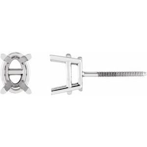 14K Witgoud 8x6 mm Ovaal 4-Prong Oorbelmontuur