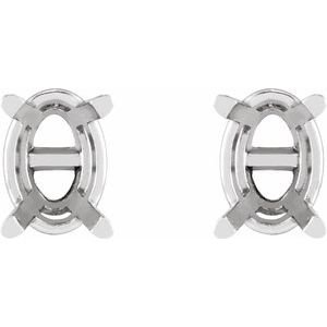 14K Witgoud 8x6 mm Ovaal 4-Prong Oorbelmontuur - Afbeelding 2