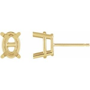 14K Geelgoud 8x6 mm Ovaal 4-Prong Oorbelmontuur