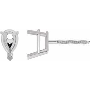 14K Witgoud 10x7 mm Peer 3-Prong V-End Oorbelmontuur