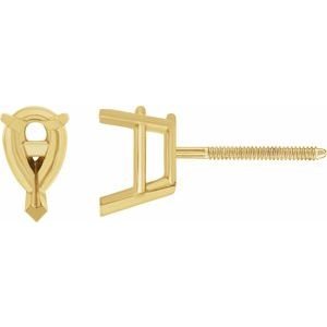 14K Geelgoud 8x5 mm Peer 3-Prong V-End Oorbelmontuur