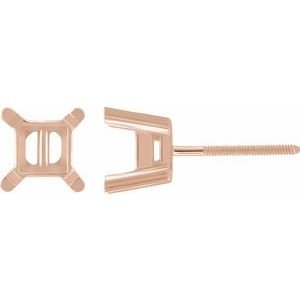 14K Roségoud 6.5 mm Princess 4-Prong Oorbelmontuur